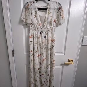 White and Floral Maxi Dress
